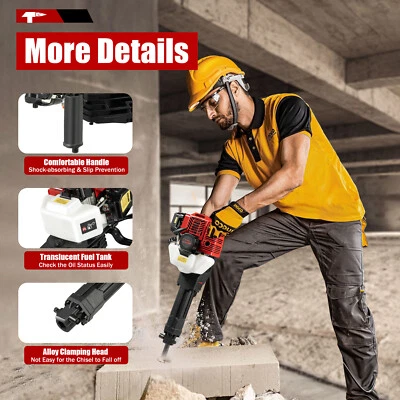 1900W 2-Stroke Gas Powered Demolition Jack Hammer Heavy Duty Concrete Breaker US - Image 1 of 4