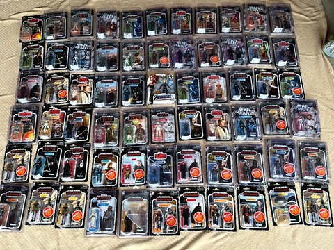 66 figures HUGE LOT OF Star Wars FIGURES on cards, Star Cases. MODERN RETRO Cover