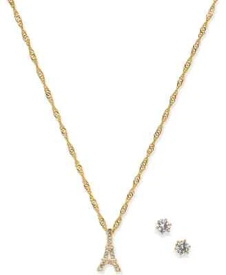 Conjunto de aretes Charter Club tono dorado y collar colgante Torre Eiffel OS Foto 1 de 2