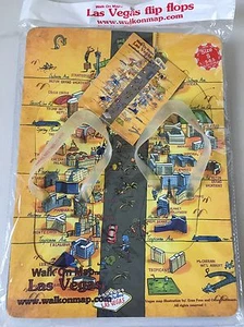 Las Vegas Walk On Map Flip Flops Size S 5-6.5 Souvenir  - Picture 1 of 4