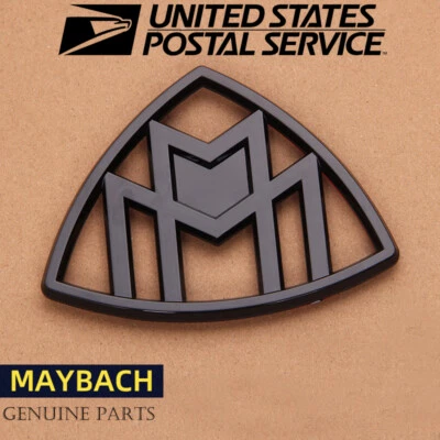 Original For Mercedes Maybach hooded gloss black rear badge vertical S-Class - Image 1 of 3