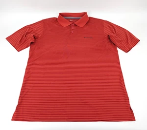 Camisa polo informal de golf Columbia para hombre roja omni-sombra a rayas ligera talla LT - Imagen 1 de 7