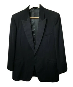1962 Montague Burton Black Bespoke Dinner Suit with waistcoat size 40 - Picture 1 of 12