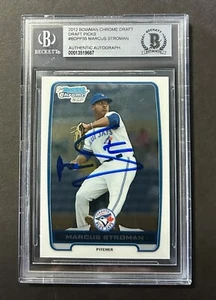 2012 1st Bowman Chrome Draft #BDPP35 Marcus Stroman RC BAS Signed Auto Yankees - Picture 1 of 3