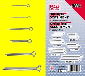 BGS 8048 Sortiment Splinte gerade Ausführung verschiedene Längen & Dicken 555tlg - Bild 1 von 2