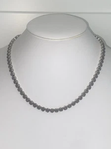 Silver Tone Natural Diamond Tennis Necklace - Picture 1 of 10