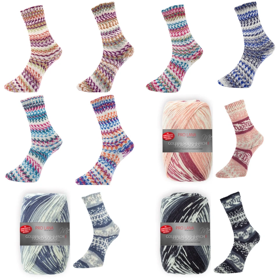 PROLANA Pro Lana 4-fach Sockenwolle Fjord Socks Color Norwegereffekt aus dem Knäuel