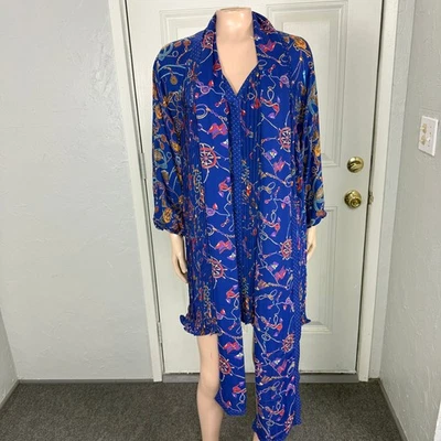 Vintage 90s Diane Fries Women's Dress Polyester Pleated Chain Long Sleeve M3-20 - Imagem 1 de 4