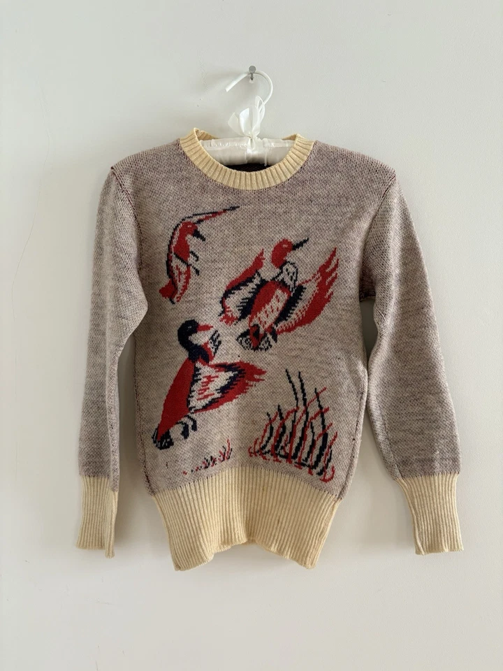 Suéter Tejido Vintage Años 40 Pato Novedad, Prendas de Punto, Lana Años 40 Foto 1 de 4