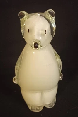 Hermoso pisapapeles soplado a mano de cristal artístico de Murano Sommerso oso polar Foto 1 de 4