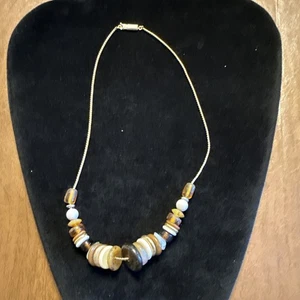 Vintage Beaded Goldtone Rope Necklace 16” (Lot# 582) - Picture 1 of 3