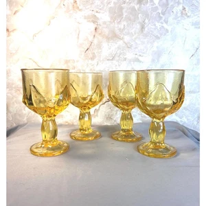 Tiffin Franciscan Cabaret Cornsilk Yellow Goblets~ Water Glasses~1970’s~Set of 4 - Picture 1 of 8