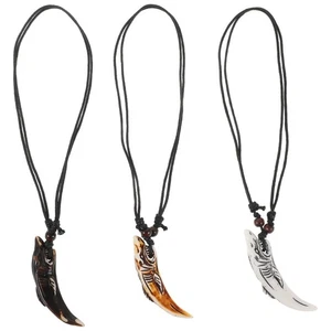 3 Pcs Shark Tooth Necklace Necklaces for Teen Boys Brass Pendant - Picture 1 of 12