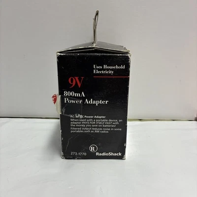 Radio Shack 9V Power AC Adapter 273-1770 9VDC 800mA 12W Class 2 Transformer Male - Image 1 of 4