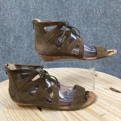 Sam Edelman Sandals Womens 9.5 M Dean Caged Gladiator Green Leather Casual Flats - Image 1 of 4