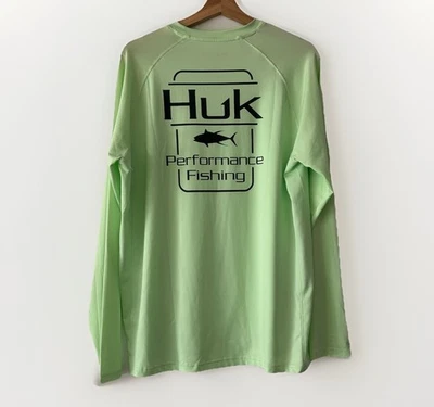 Camisa Huk Fishing Performance Manga Larga Verde Para Hombre Talla Mediana Exterior Naturaleza Foto 1 de 4