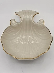 Lenox Scallop Aegean Shell Bowl Ivory China 24k Gold Trim USA Chip Dip Replace - Picture 1 of 14