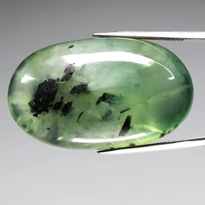 💎Huge! 88.05ct Oval Natural Green Prehnite with Black Needles - Africa Gemstone - Picture 1 of 4