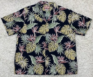 RJC Hawaiian Button Down Shirt Men’s XXL Black Tropical Floral Vintage USA S/S - Picture 1 of 9