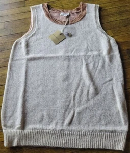 NWT Blu pimienta SUÉTER SIN MANGAS CAMISETA DE PUNTO CAMISETA SIN MANGAS Botones Rosa Crema Boho M - Imagen 1 de 10