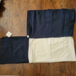 POTTERY BARN BABY KIDS Belgian 100% Linen Crib Skirt 15" Blue Thick Hem NEW - Picture 1 of 4