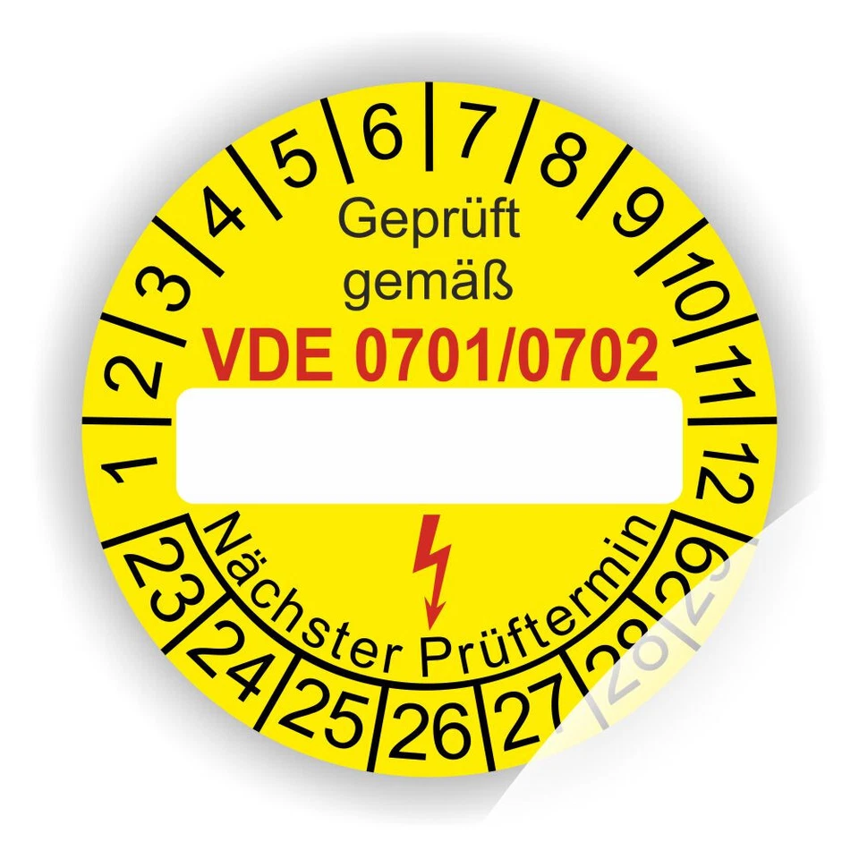 LABELMASTER Prüfplaketten Geprüft gemäß VDE 701/702 60 Stück Ø:30mm Plaketten,Prüfplakette