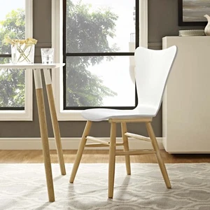Modway Contemporary Mid-Century Modern Wood Dining Chair in White - Picture 1 of 4