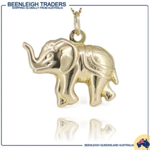 Yellow Gold LUCKY ELEPHANT CHARM or PENDANT Guaranteed Genuine 9ct 9k Gold - Picture 1 of 12