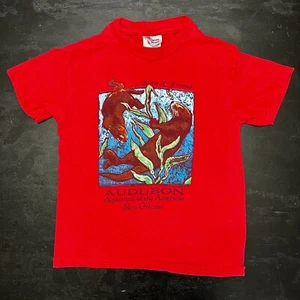 Vintage 2001 youth Aquarium of the Americas New Orleans otter T-shirt SMALL Red - Picture 1 of 4