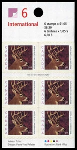 Canada Stamp #1881a - White-tailed Deer (2000) 6 x $1.05 Booklet pane of 6 st... - Picture 1 of 1
