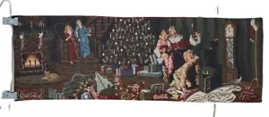 Coca Cola Christmas Table Runner Holiday Tapestry Santa Children Toys Fireplace - Picture 1 of 13