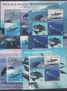 MB PENRHYN 2020 - MNH - WHALES, DOLPHINS - 4 S/S - Picture 1 of 1