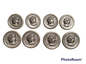 Vintage Large Regina Cameo Buttons Set 8 Metal Loop Back Unmarked Ex Cond. 3 - Picture 1 of 4