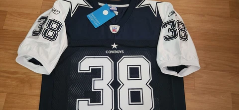 NEW TAG! Dallas Cowboys #38 Roy Williams Throwback SEWN Blue Double Star Jersey Cover