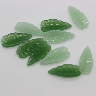 100Pcs Green Cyan Glass Leaf Beads Lampwork Pendant 10x23mm DIY Jewelry Craft - Image 1 of 4