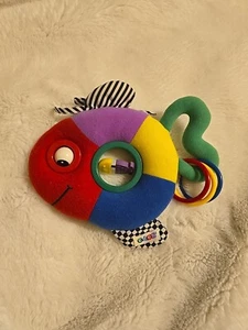 Rare Vintage Eden Fish Rattle Plush 10" Primary Color Crinkle Baby Toy Teether - Picture 1 of 7