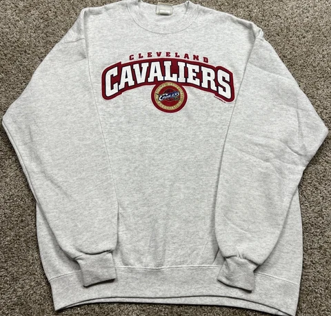 Vintage Cleveland Cavaliers Crewneck Sweater Mens Large Gray NBA Sweatshirt Cover