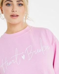 Brandneu mit Etikett neu Simply Be Pink Heart Breaker Lounge Sweatshirt GRÖSSE 10 (12) - Bild 1 von 5