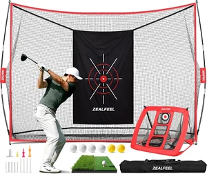 10x7 Ft Golf Practice Net with Chipping Net, Mat, Tees, Balls, Carry Bag - Picture 1 of 12