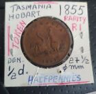 1855 Australia 1/2 Penny Lewis Abraham Hobart Tasmania Draper