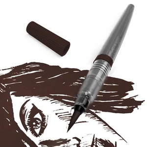 Pentel Refillable Colour Brush Pen – Grey Barrel – Sepia Ink - Pigment Edition - Picture 1 of 4