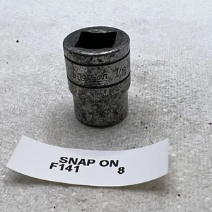 Snap-on 3/8" Drive 12-Point 7/16" F141 Shallow Socket Previous Owner Markings - Picture 1 of 7
