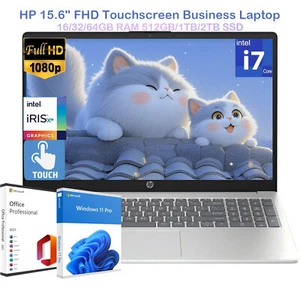 HP 15.6"FHD Touch Laptop,10-Core i7-1255U 4.7GHZ,UpTo 64GB,2TB+Win11pro+Office21 - Picture 1 of 9