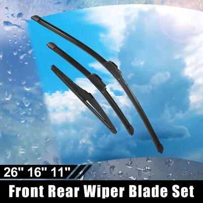 Kit de 3 escobillas limpiaparabrisas 26" 16" 11" para Hyundai Kona 2018-2022 gancho J Foto 1 de 4