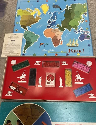 Risk Parker Brothers Continental Board Game 1968 Plastic Pieces Cases - Image 1 of 4