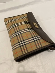 BURBERRY Vintage Canvas Leather Clutch Bag Purse - Picture 1 of 24
