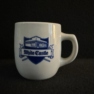 Caneca pesada vintage original branca Castle Mayer porcelana xícara de café cinzeiro fundo - Imagem 1 de 4