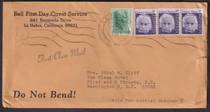 1966 cubierta Bell primer día cubierta servicio La Habra CA a Washington DC - Imagen 1 de 2