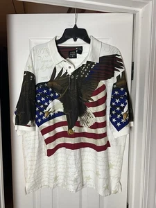 Cotton Traders Sport American Flag Polo Eagle Patriotic Festive Holiday Size XL - Picture 1 of 3