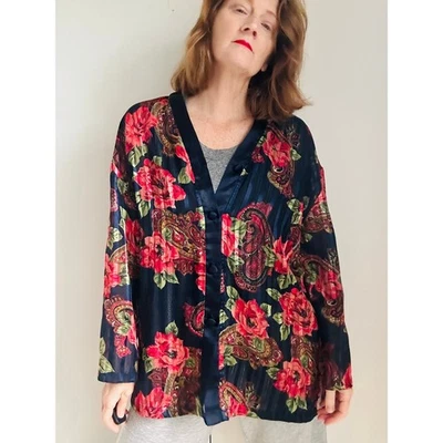 Blusa/Pijama Top Vintage Victoria's Secret Etiqueta Dorada Talla Grande Floral Transparente  Foto 1 de 4